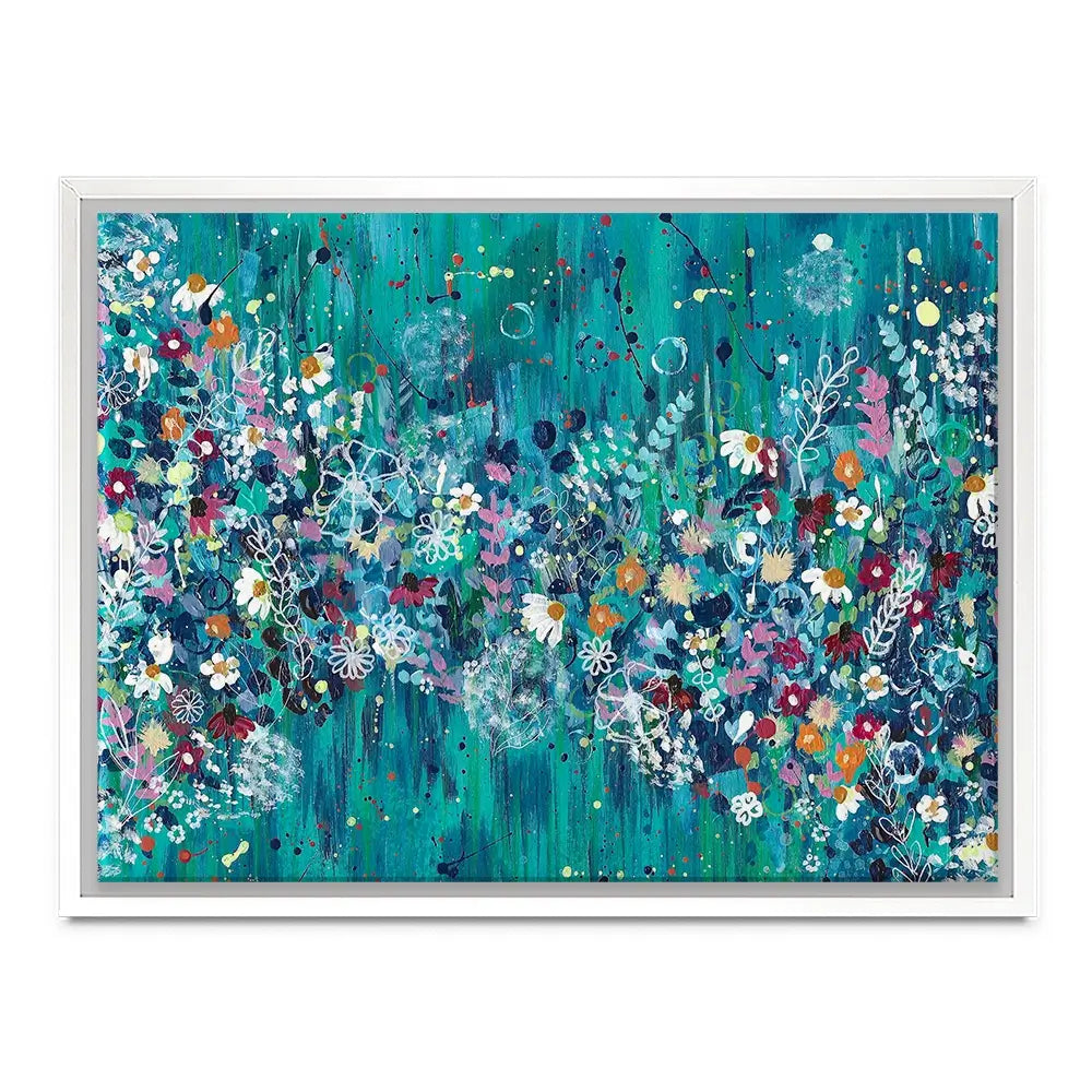 Teal Wildflowers Canvas Print Teal Wildflowers Canvas Print wall art product Emma LC Art