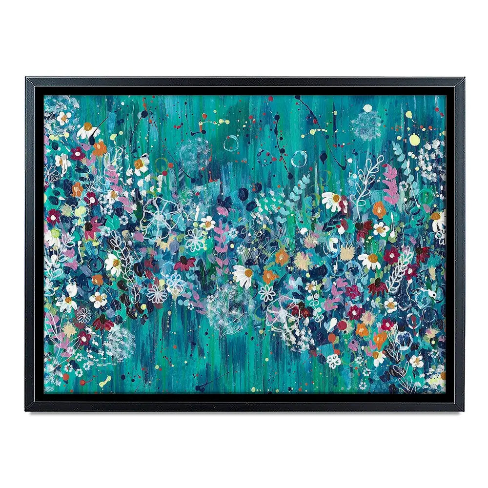 Teal Wildflowers Canvas Print Teal Wildflowers Canvas Print wall art product Emma LC Art
