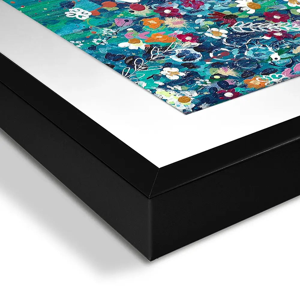 Teal Wildflowers Framed Art Print Teal Wildflowers Framed Art Print wall art product Emma LC Art