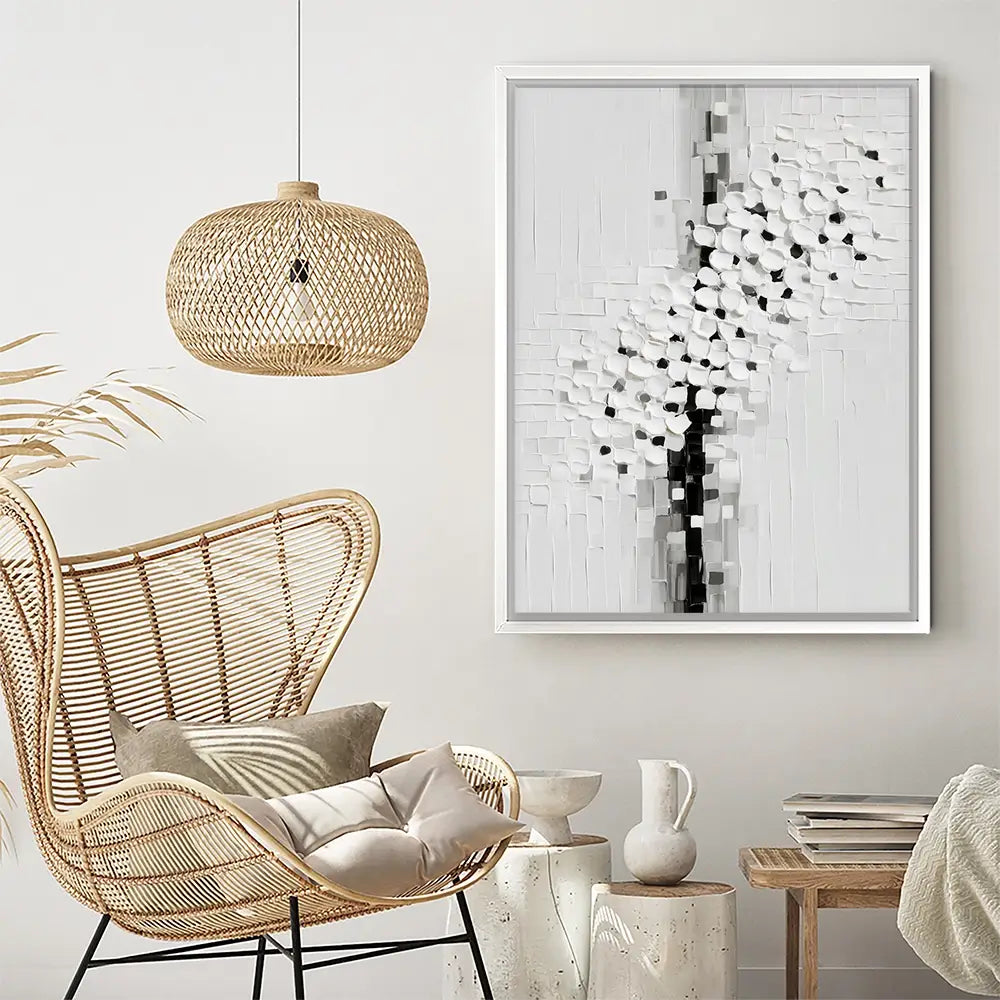 Textured White Blossoms Canvas Print Textured White Blossoms Canvas Print wall art product LSR Design Studio - Independent