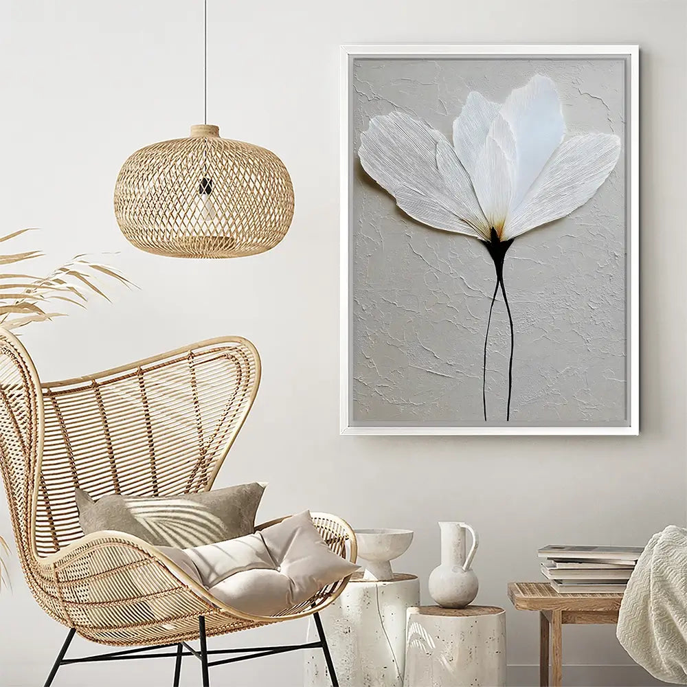 Textured White Flower Canvas Print Textured White Flower Canvas Print wall art product LSR Design Studio - Independent