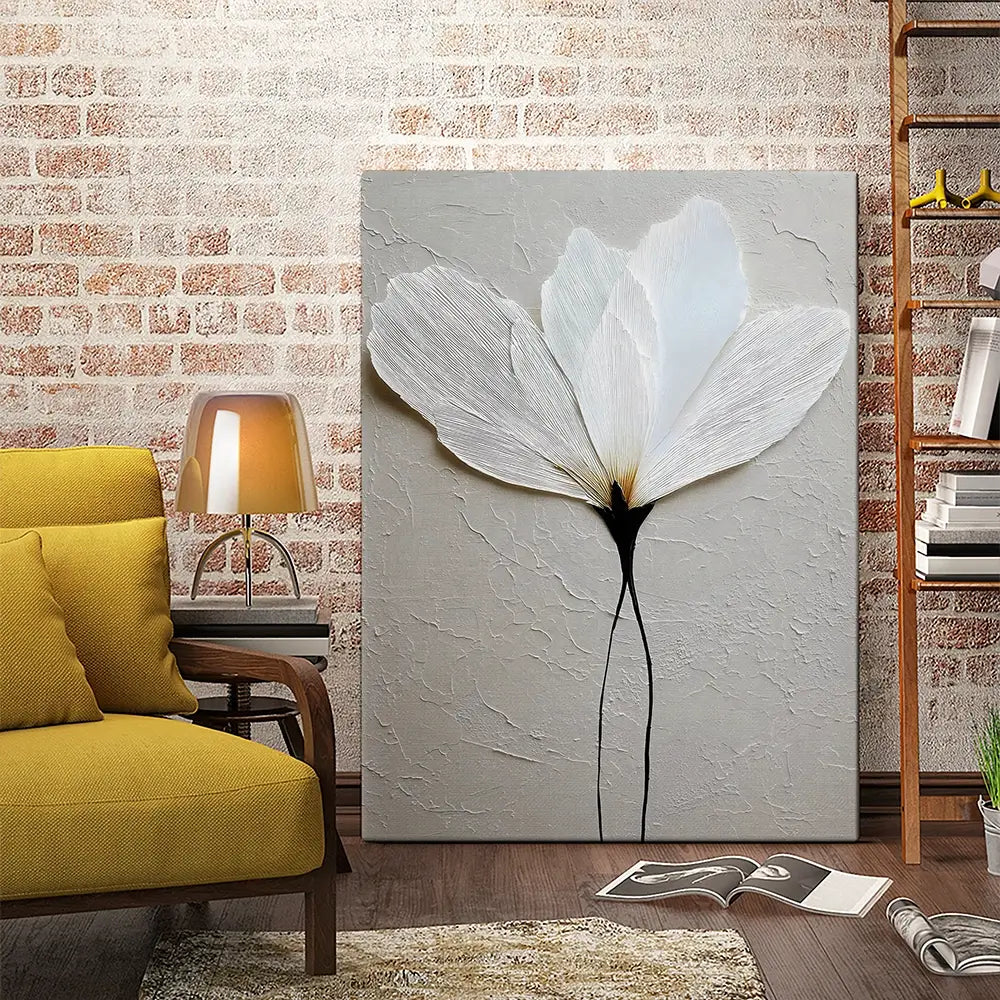 Textured White Flower Canvas Print Textured White Flower Canvas Print wall art product LSR Design Studio - Independent