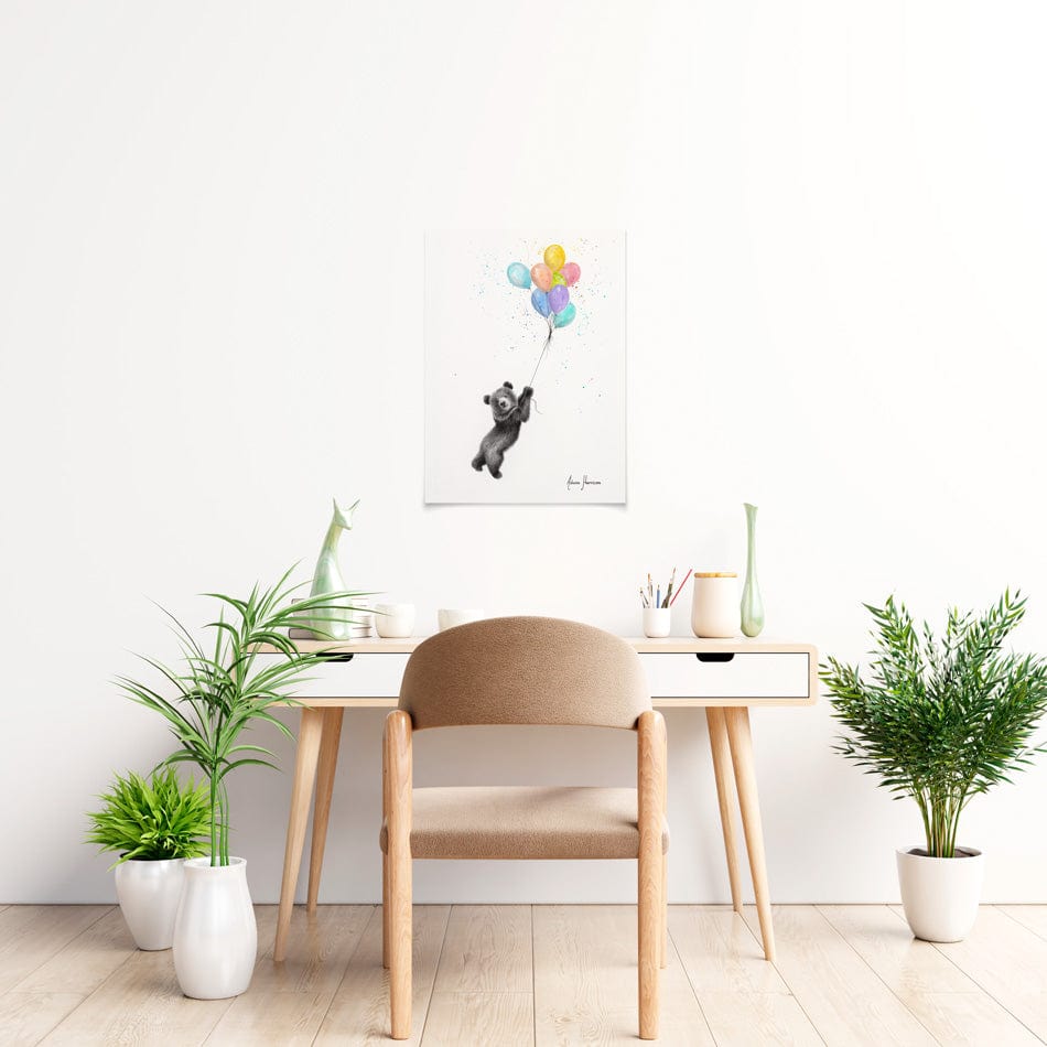 The Bear And The Balloons Art Print wall art product Ashvin Harrison