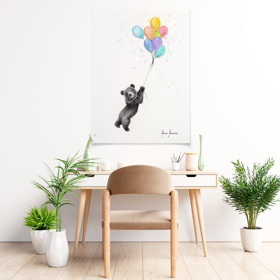 The Bear And The Balloons Art Print wall art product Ashvin Harrison