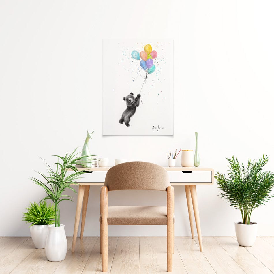 The Bear And The Balloons Art Print wall art product Ashvin Harrison