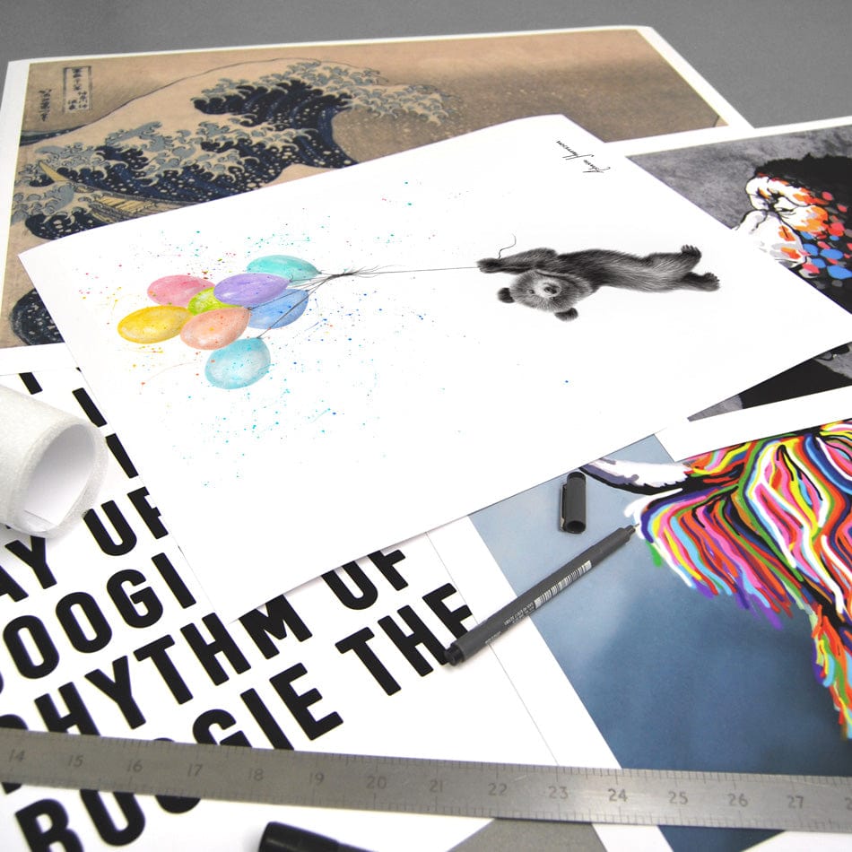 The Bear And The Balloons Art Print wall art product Ashvin Harrison