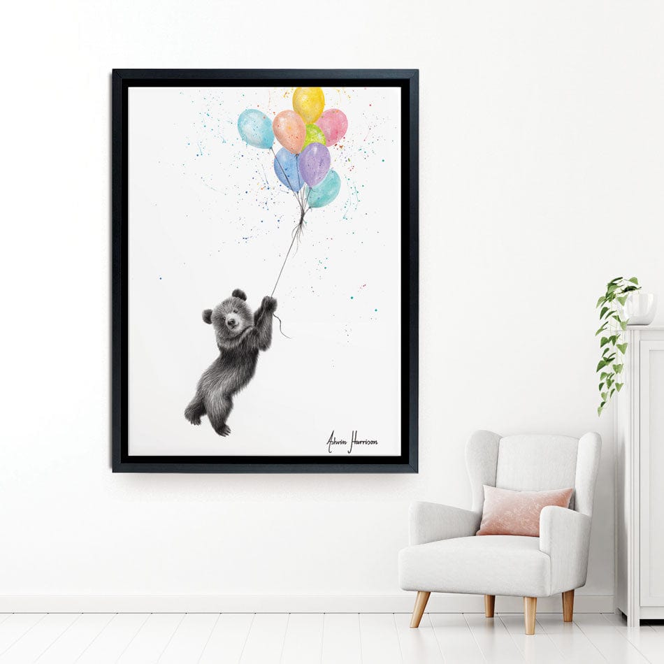 The Bear And The Balloons Canvas Print wall art product Ashvin Harrison