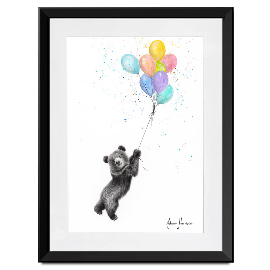 The Bear And The Balloons Framed Art Print The Bear And The Balloons Framed Art Print wall art product Ashvin Harrison