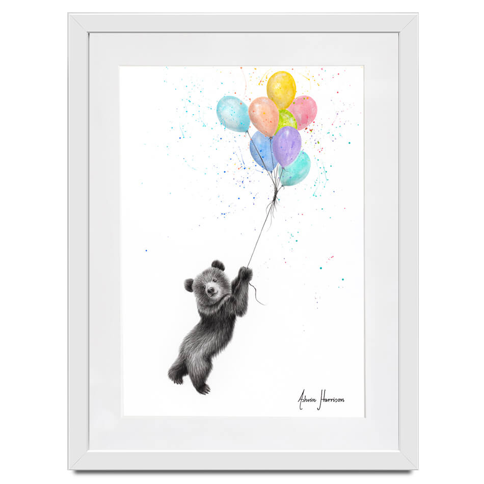 The Bear And The Balloons Framed Art Print The Bear And The Balloons Framed Art Print wall art product Ashvin Harrison