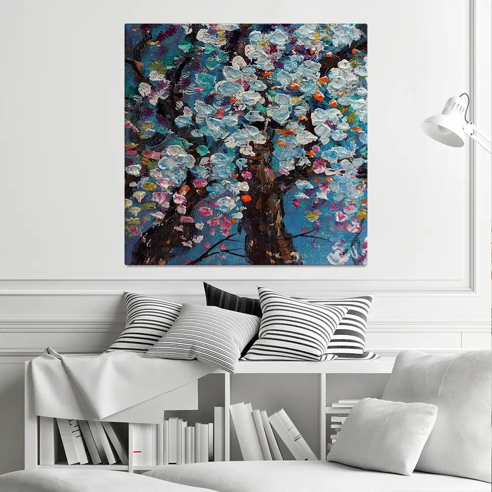 The Blossoming Tree Square Canvas Print The Blossoming Tree Square Canvas Print wall art product kwang gallery / Shutterstock