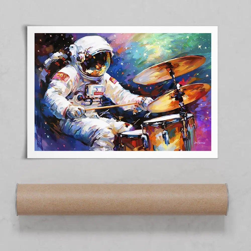 The Cosmic Drummer Art Print The Cosmic Drummer Art Print wall art product Leon Devenice