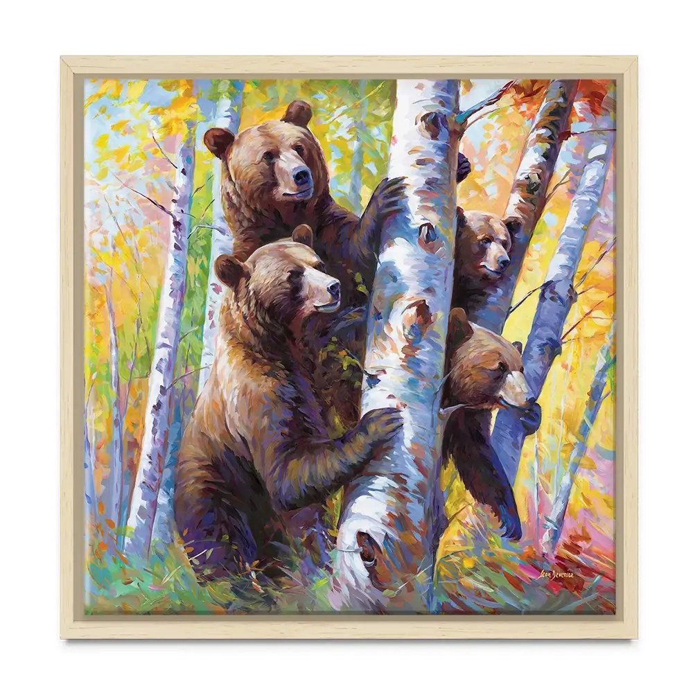 The Curious Bears Among The Birch Trees Canvas Print The Curious Bears Among The Birch Trees Canvas Print wall art product Leon Devenice