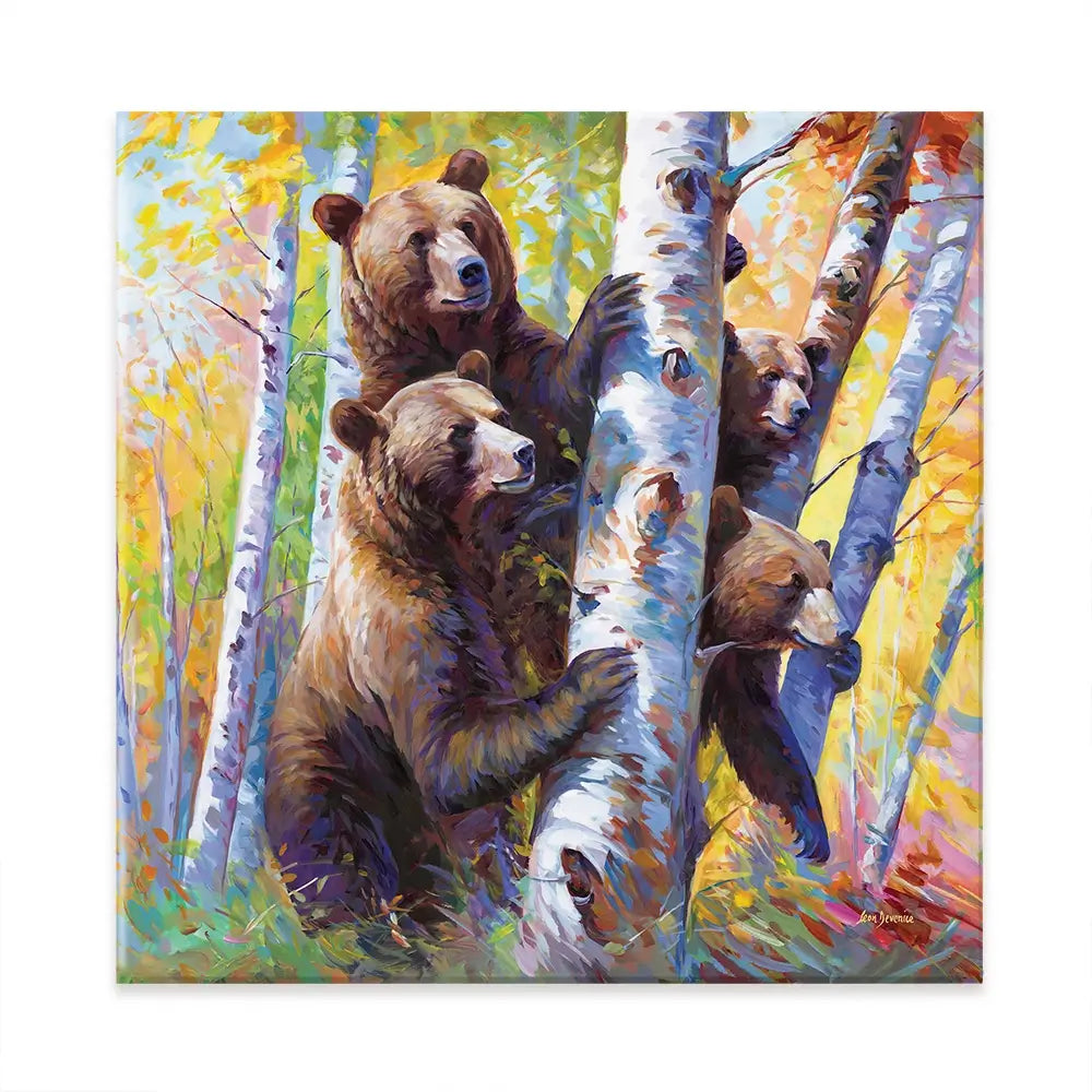 The Curious Bears Among The Birch Trees Canvas Print The Curious Bears Among The Birch Trees Canvas Print wall art product Leon Devenice