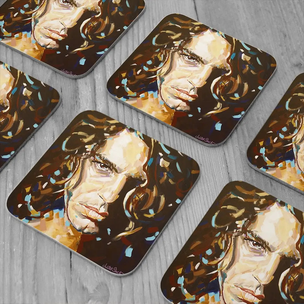 The Face Michael Hutchence Coaster Set The Face Michael Hutchence Coaster Set wall art product Juliet Stockton
