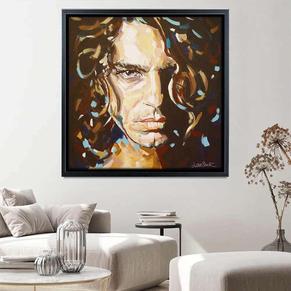 The Face Michael Hutchence Square Canvas Print The Face Michael Hutchence Square Canvas Print wall art product Juliet Stockton
