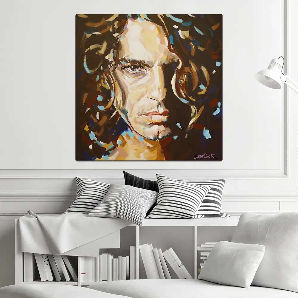 The Face Michael Hutchence Square Canvas Print The Face Michael Hutchence Square Canvas Print wall art product Juliet Stockton