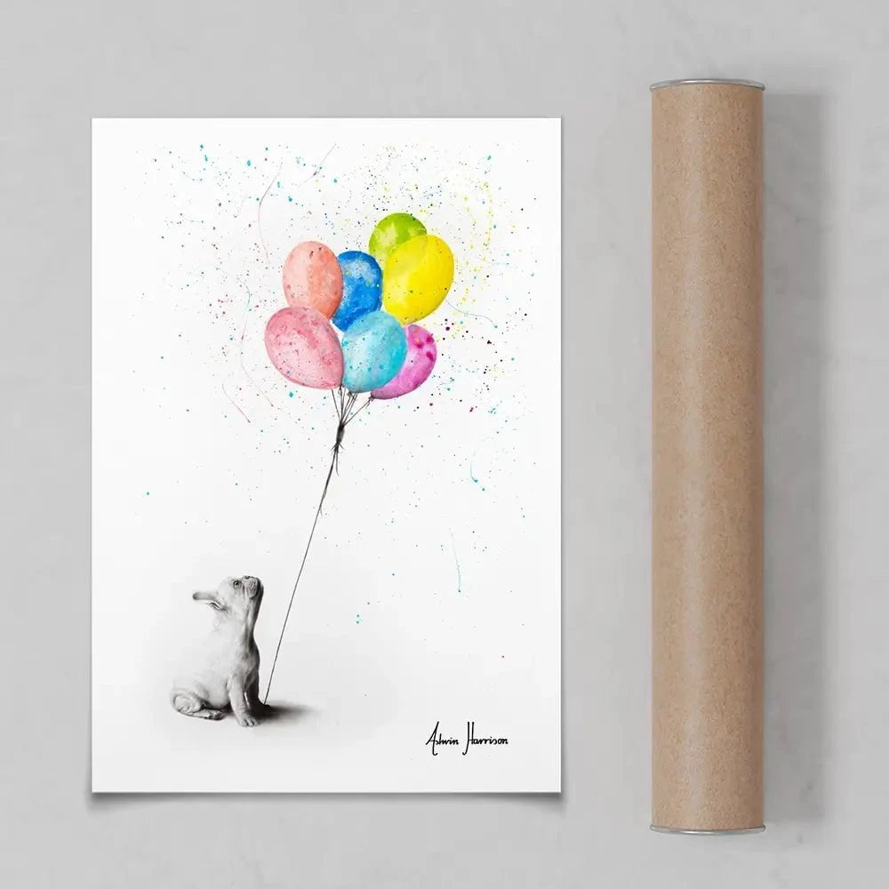 The French Bulldog And The Balloons Art Print The French Bulldog And The Balloons Art Print wall art product Ashvin Harrison