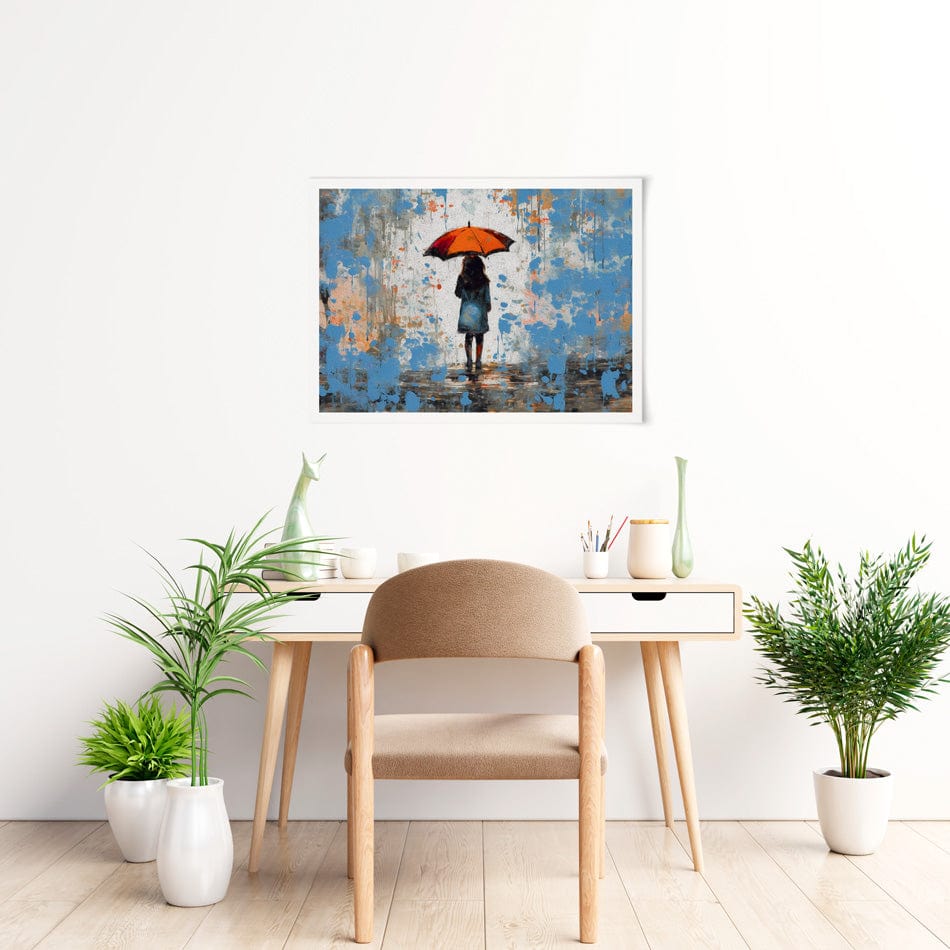 The Girl And Umbrella Art Print wall art product / Shutterstock