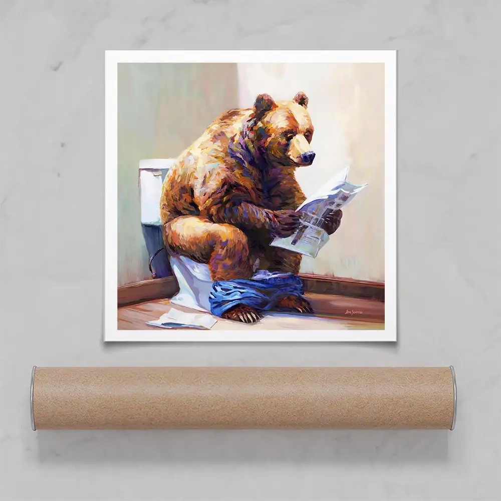 The Informed Bear Square Art Print The Informed Bear Square Art Print wall art product Leon Devenice