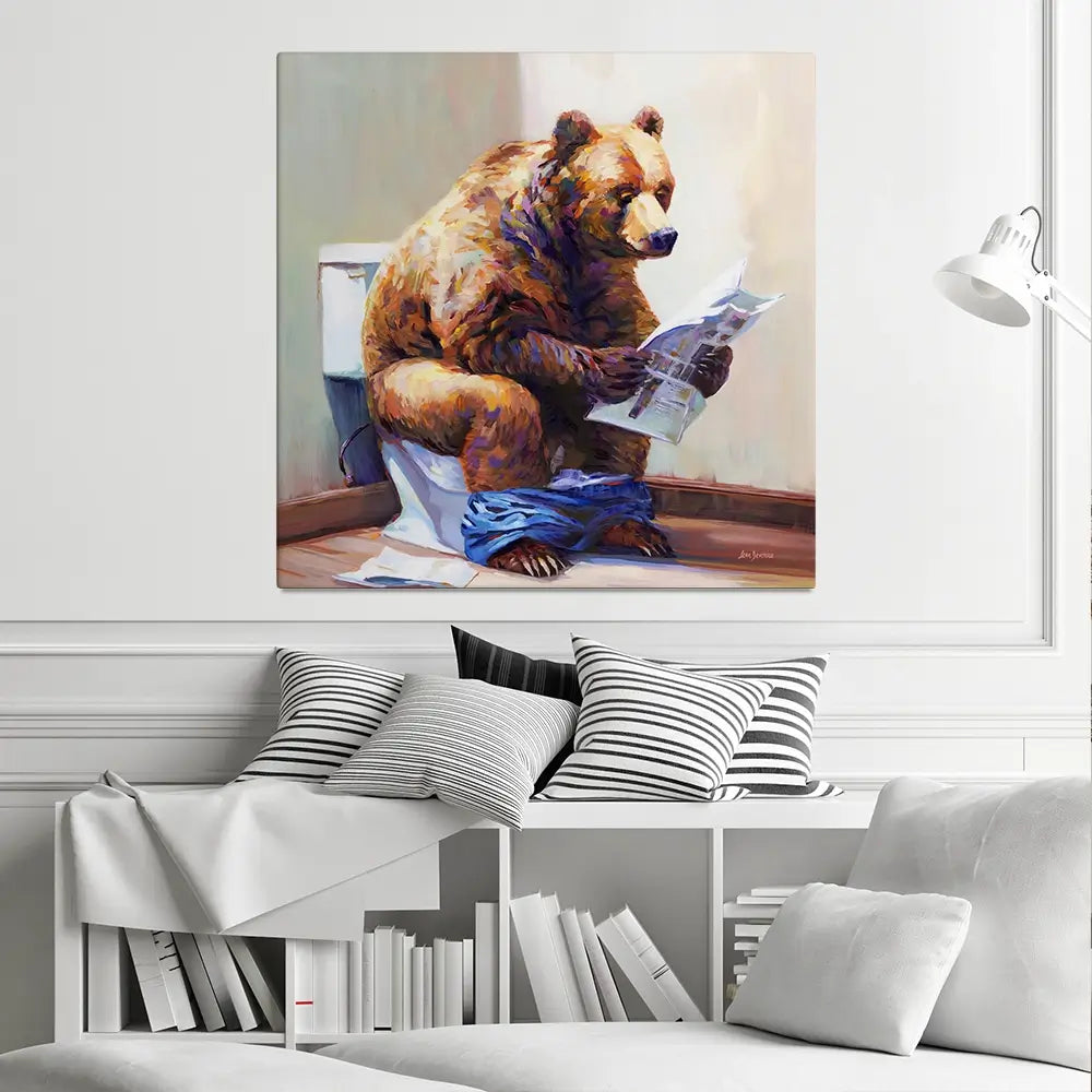 The Informed Bear Square Canvas Print The Informed Bear Square Canvas Print wall art product Leon Devenice