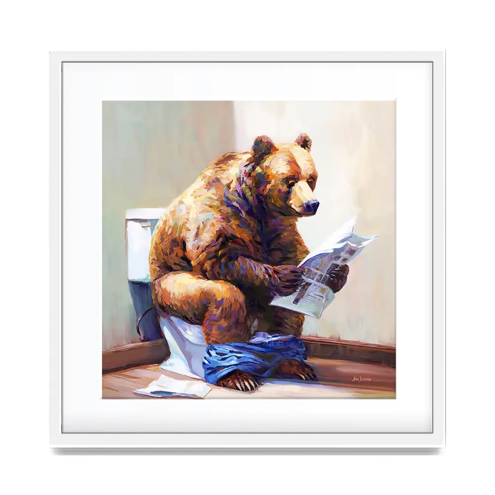 The Informed Bear Square Framed Art Print The Informed Bear Square Framed Art Print wall art product Leon Devenice