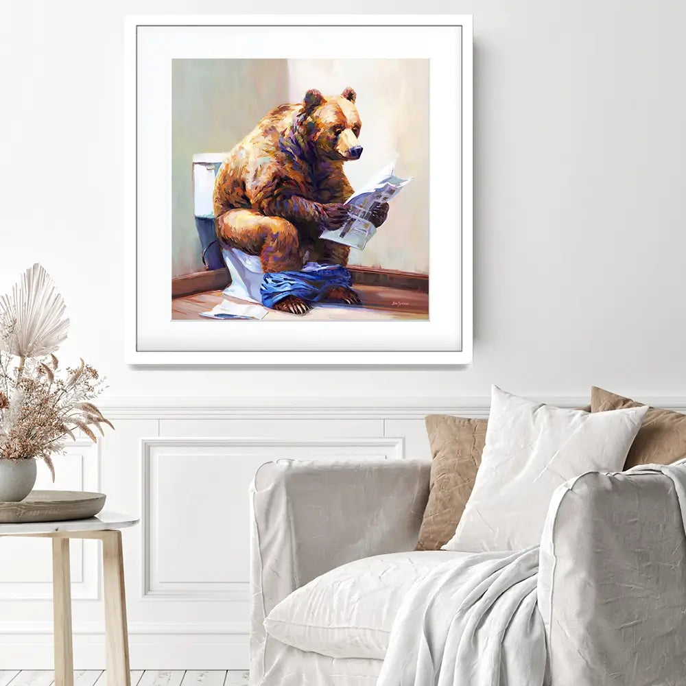 The Informed Bear Square Framed Art Print The Informed Bear Square Framed Art Print wall art product Leon Devenice