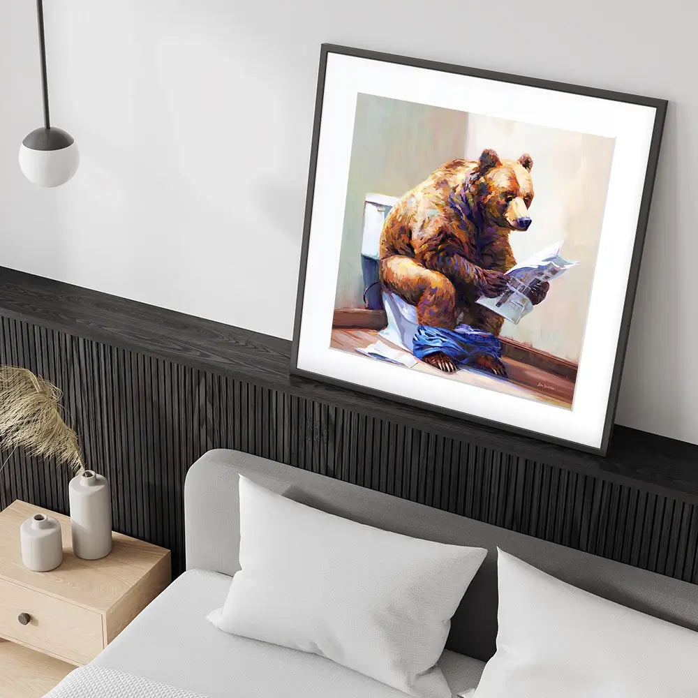 The Informed Bear Square Framed Art Print The Informed Bear Square Framed Art Print wall art product Leon Devenice