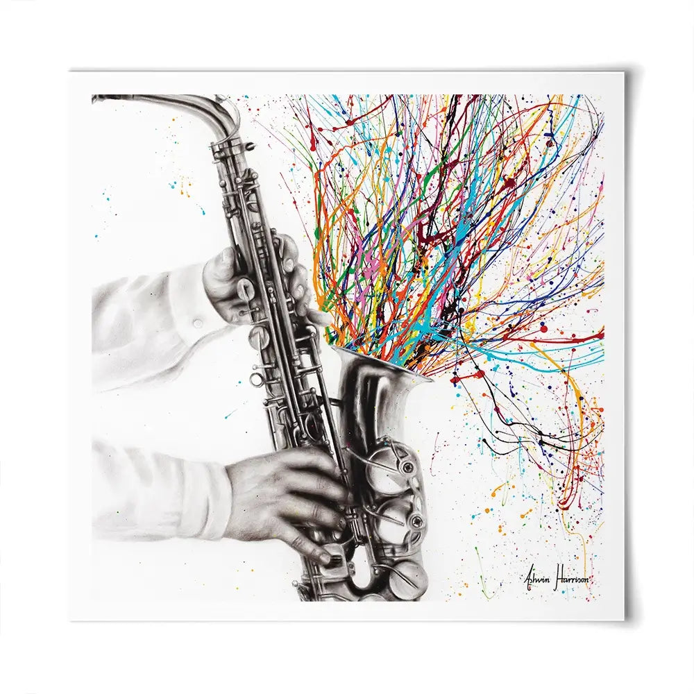 The Jazz Saxophone Square Art Print The Jazz Saxophone Square Art Print wall art product / Shutterstock