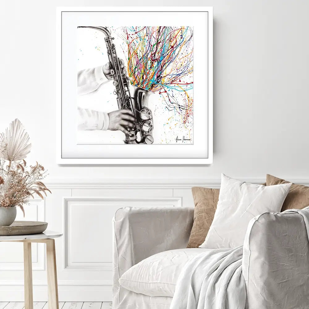 The Jazz Saxophone Square Framed Art Print The Jazz Saxophone Square Framed Art Print wall art product Ashvin Harrison