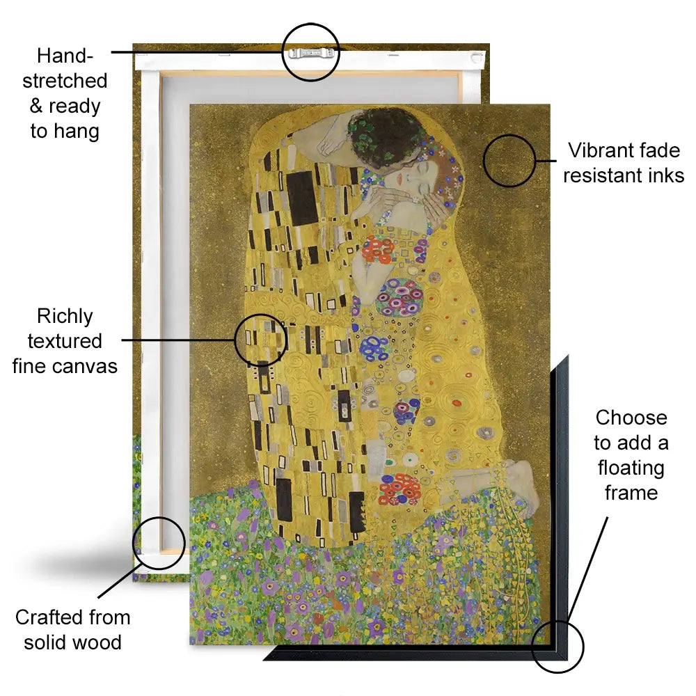 The Kiss Canvas Print The Kiss Canvas Print | Gustav Klimt Artwork | Romantic wall art product Gustav Klimt