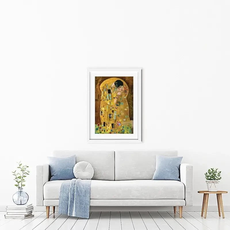 The Kiss Reimagined Framed Art Print The Kiss Framed Art Print | The Kiss Framed Print | The Kiss Artwork wall art product Liliya Kulianionak / Shutterstock