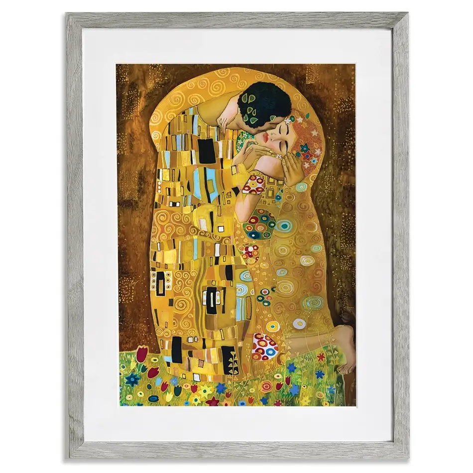 The Kiss Reimagined Framed Art Print The Kiss Framed Art Print | The Kiss Framed Print | The Kiss Artwork wall art product Liliya Kulianionak / Shutterstock