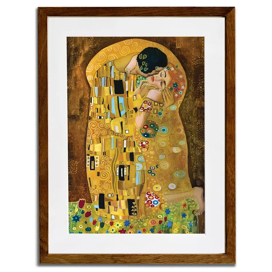The Kiss Reimagined Framed Art Print The Kiss Framed Art Print | The Kiss Framed Print | The Kiss Artwork wall art product Liliya Kulianionak / Shutterstock