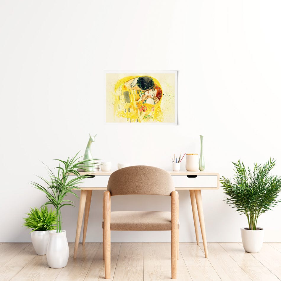 The Kiss Watercolour Art Print wall art product / Shutterstock