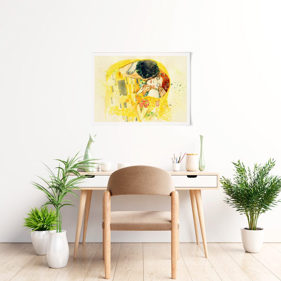 The Kiss Watercolour Art Print wall art product / Shutterstock