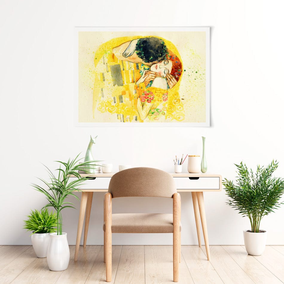 The Kiss Watercolour Art Print wall art product / Shutterstock