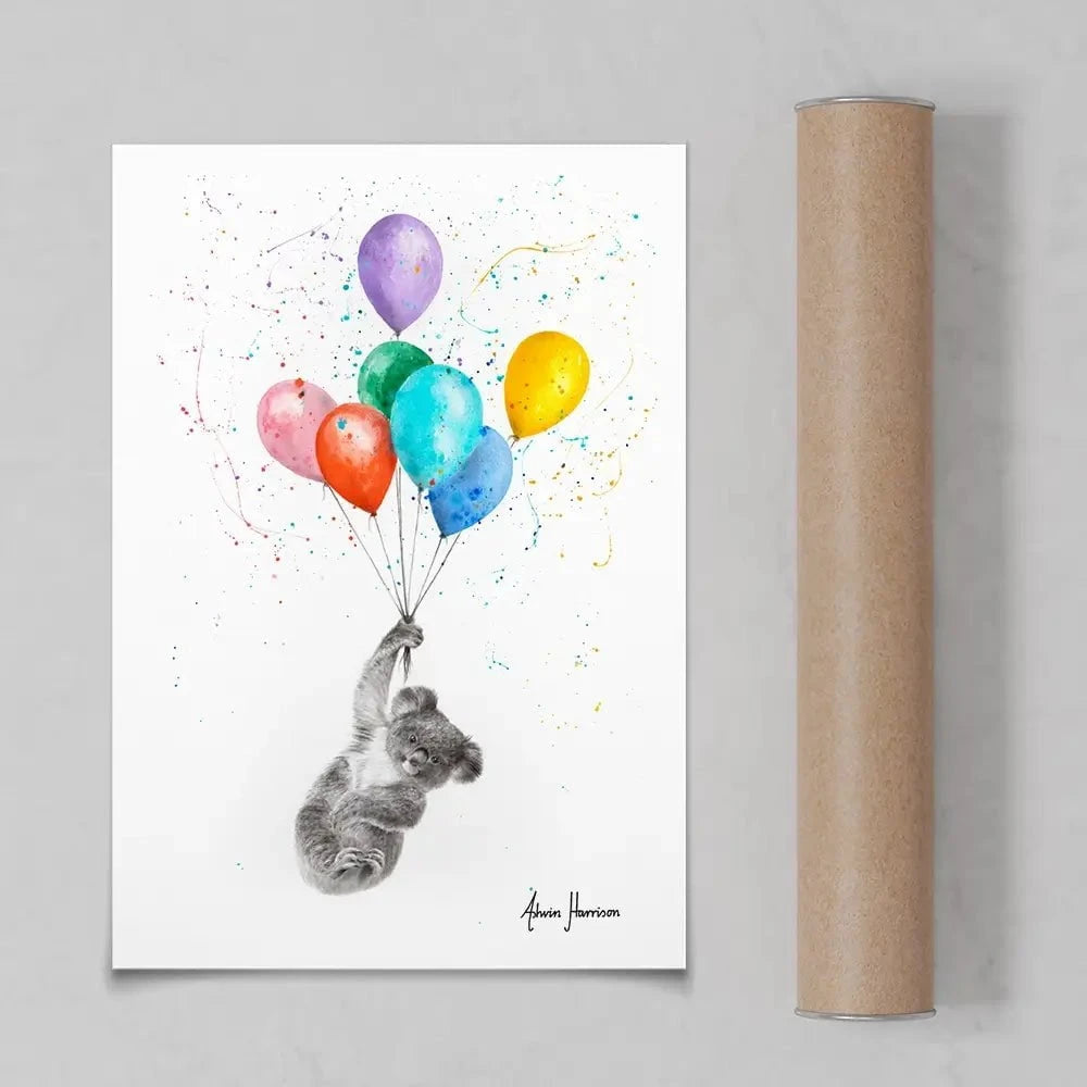 The Koala And The Balloons Art Print The Koala And The Balloons Art Print wall art product Ashvin Harrison