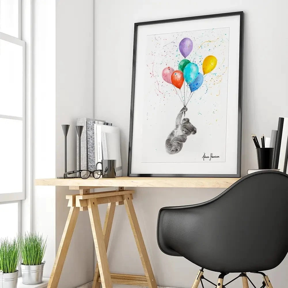 The Koala And The Balloons Framed Art Print The Koala And The Balloons Framed Art Print wall art product Ashvin Harrison