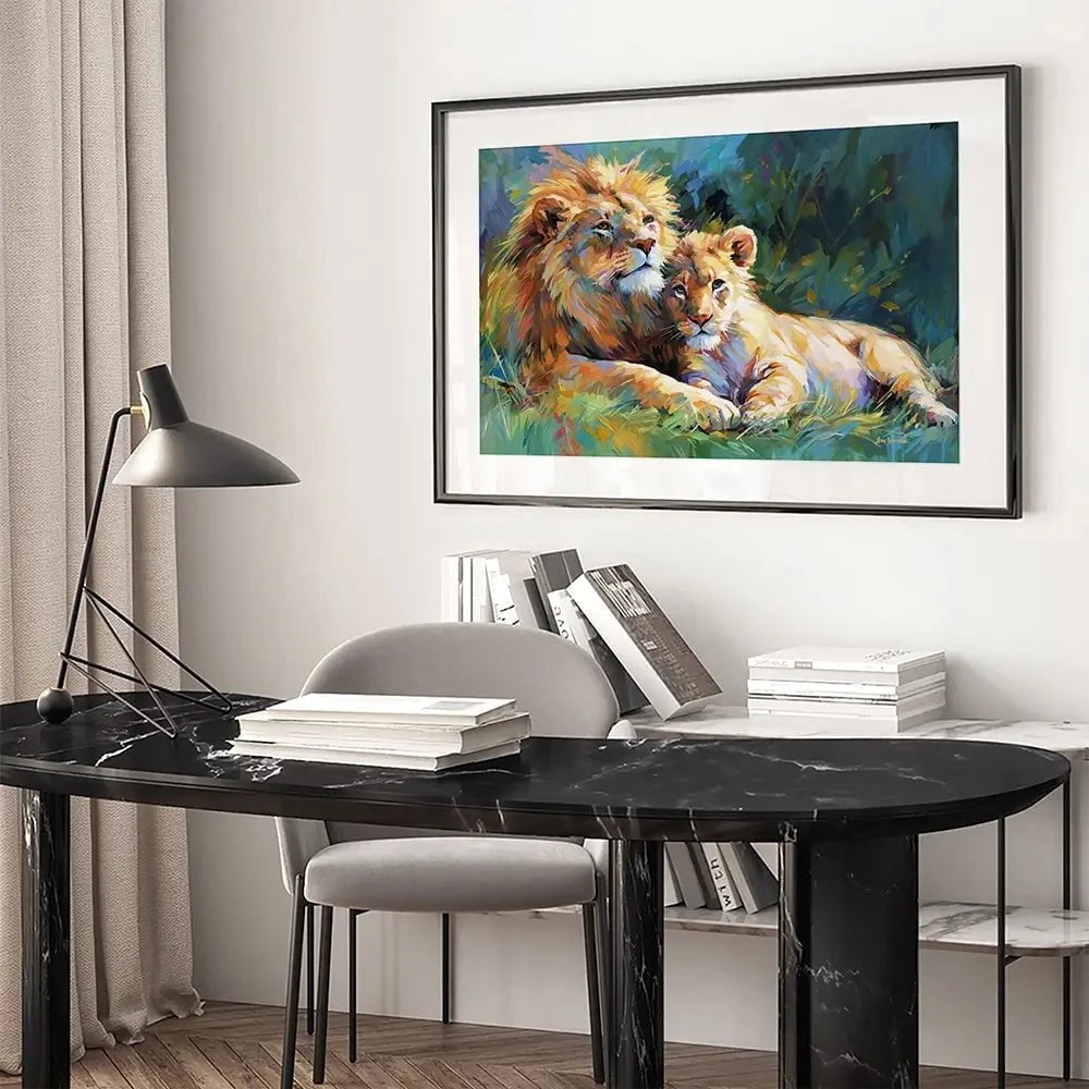 The Lion's Embrace Framed Art Print The Lion's Embrace Framed Art Print wall art product Leon Devenice
