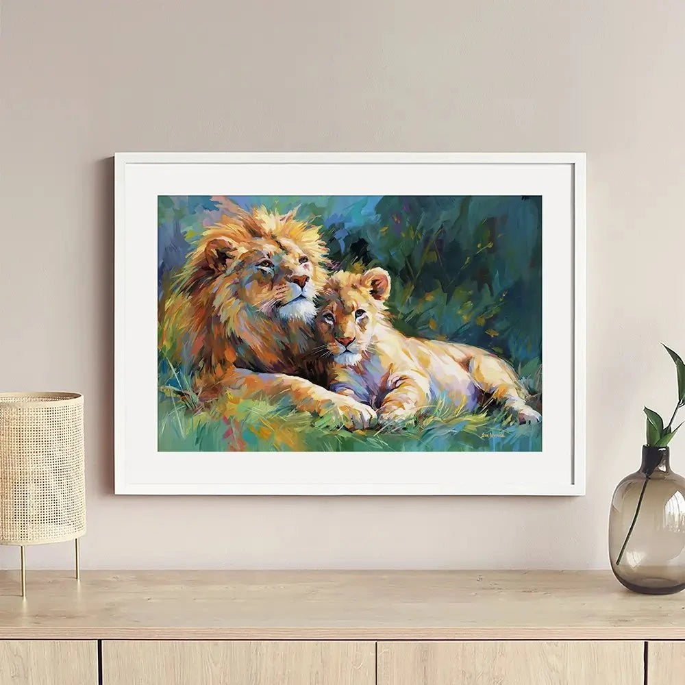 The Lion's Embrace Framed Art Print The Lion's Embrace Framed Art Print wall art product Leon Devenice