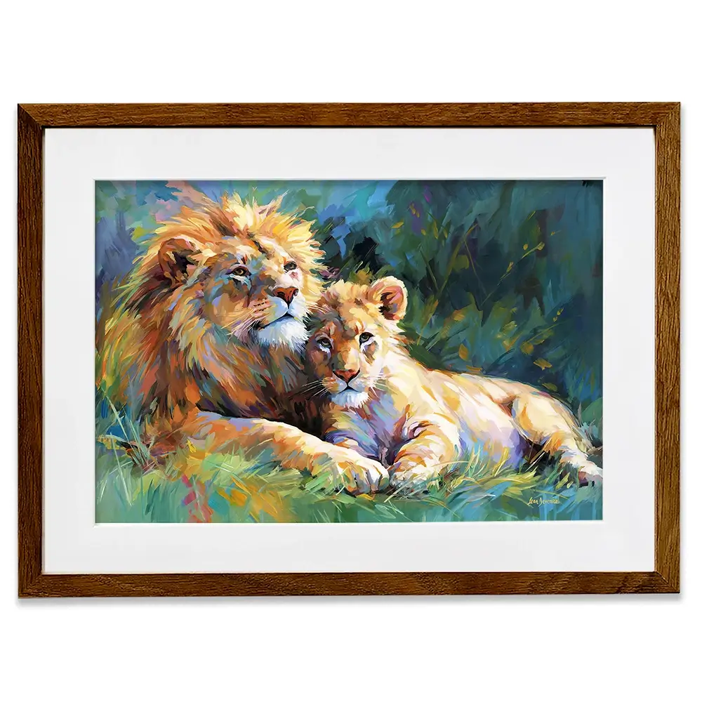 The Lion's Embrace Framed Art Print The Lion's Embrace Framed Art Print wall art product Leon Devenice