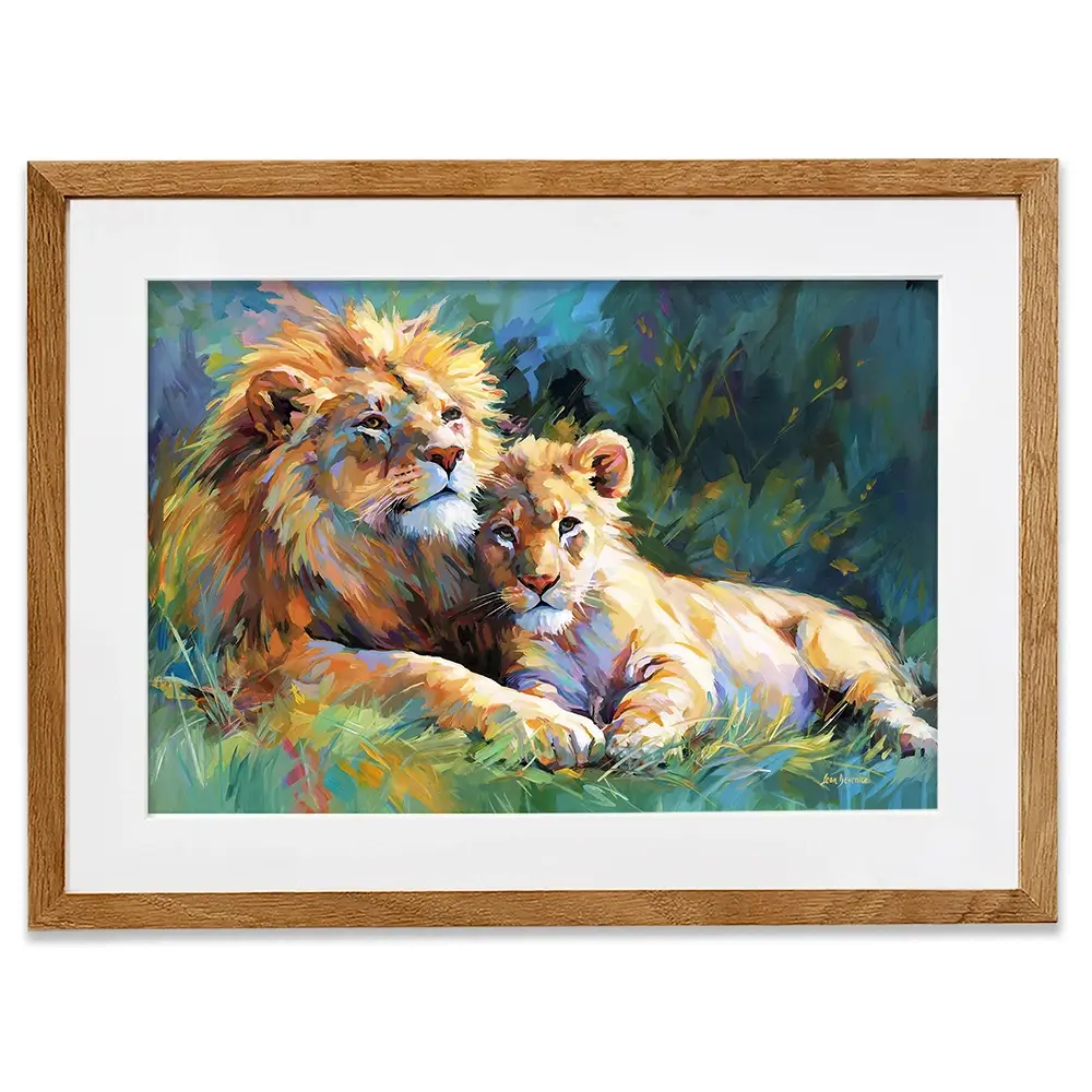 The Lion's Embrace Framed Art Print The Lion's Embrace Framed Art Print wall art product Leon Devenice