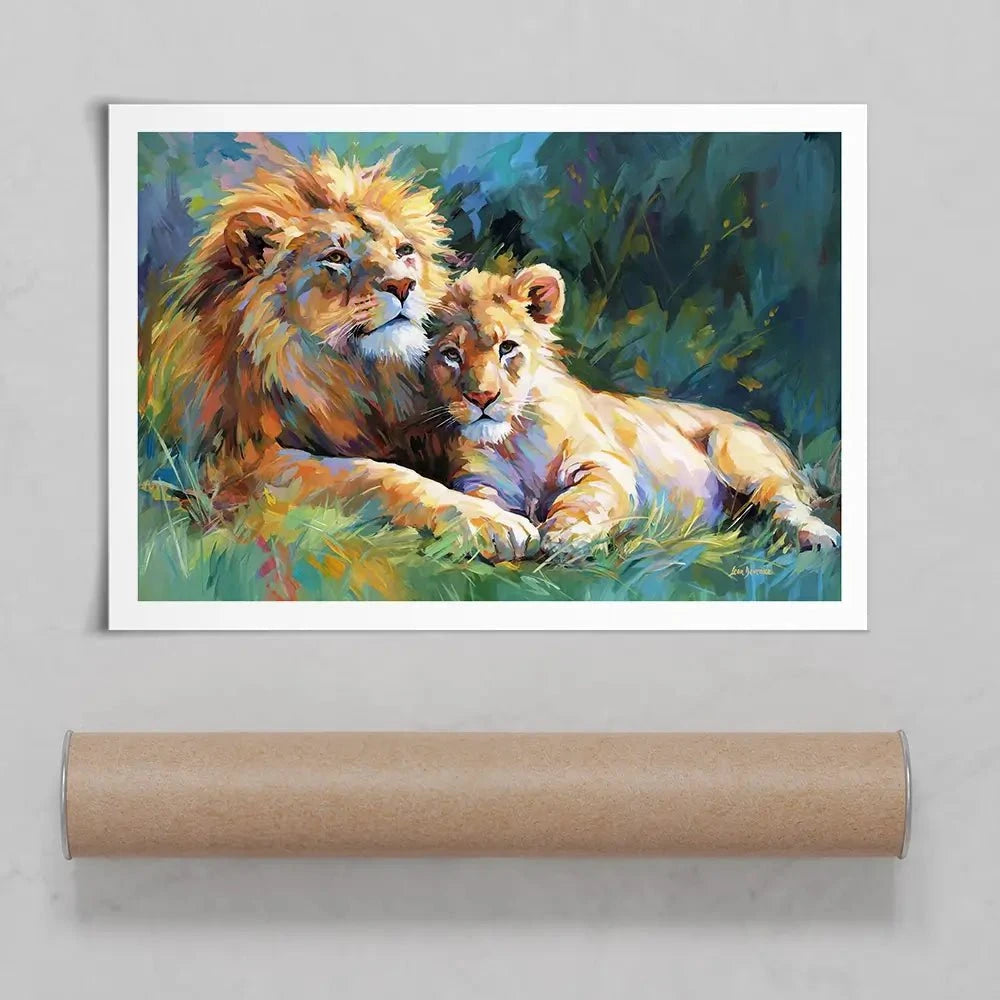 The Lions Embrace Art Print The Lions Embrace Art Print wall art product Leon Devenice