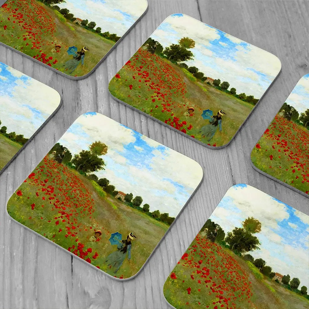 The Poppy Field Coaster Set The Poppy Field Coaster Set wall art product Art Print Shop