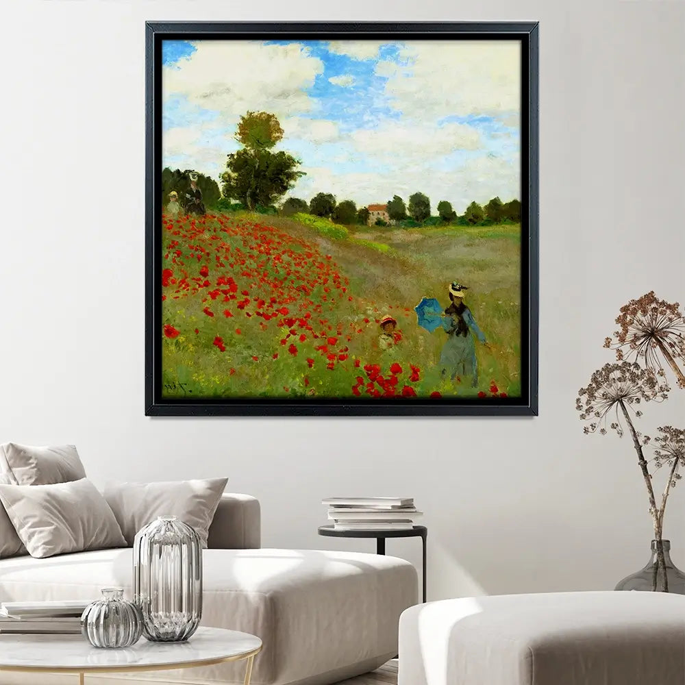 The Poppy Field Square Canvas Print The Poppy Field Square Canvas Print wall art product Art Print Shop