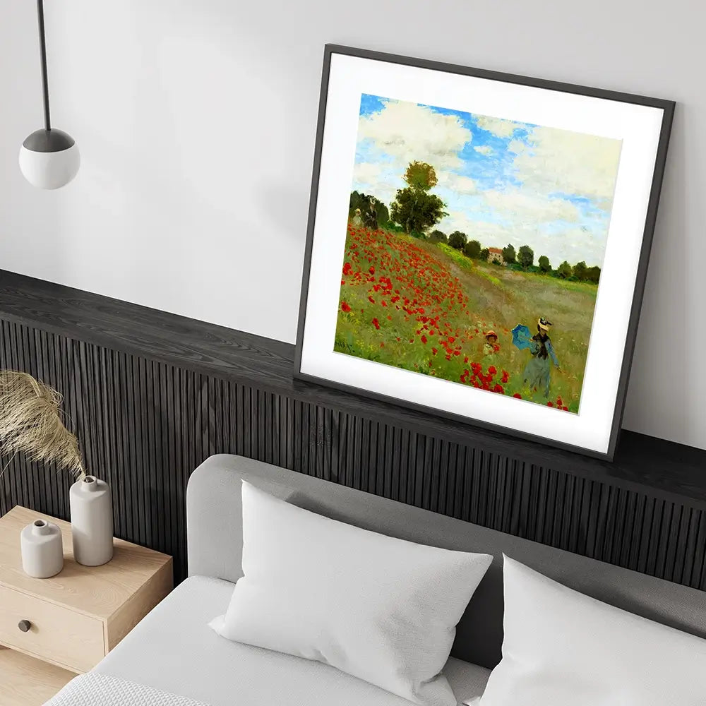 The Poppy Field Square Framed Art Print The Poppy Field Square Framed Art Print wall art product Art Print Shop