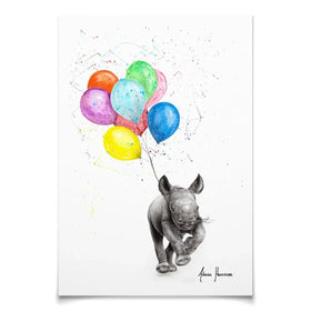The Rhino And The Balloons Art Print The Rhino And The Balloons Art Print wall art product Ashvin Harrison