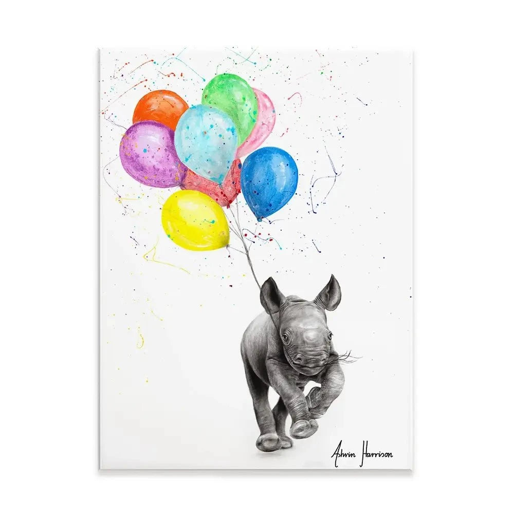 The Rhino And The Balloons Canvas Print The Rhino And The Balloons Canvas Print wall art product Ashvin Harrison