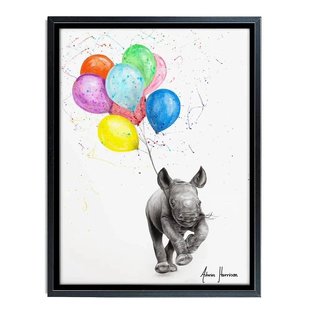 The Rhino And The Balloons Canvas Print The Rhino And The Balloons Canvas Print wall art product Ashvin Harrison
