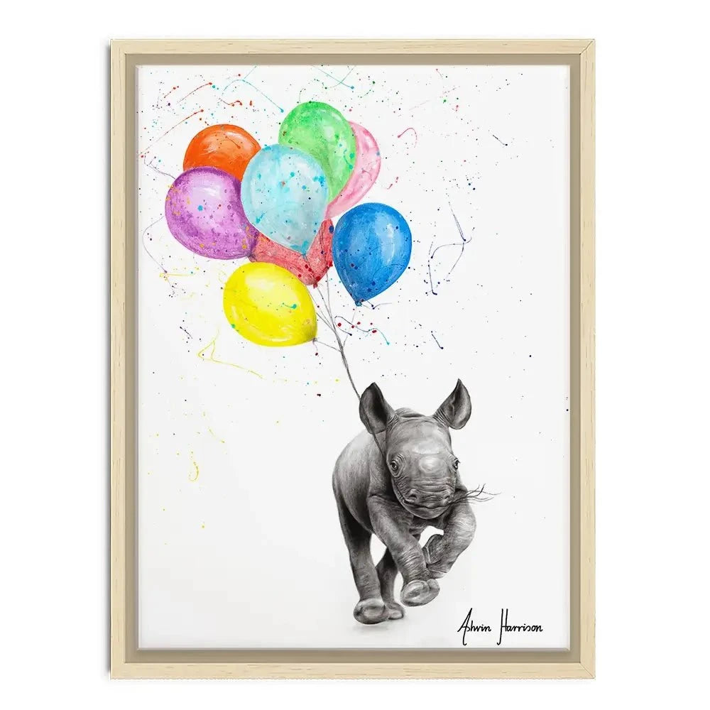The Rhino And The Balloons Canvas Print The Rhino And The Balloons Canvas Print wall art product Ashvin Harrison